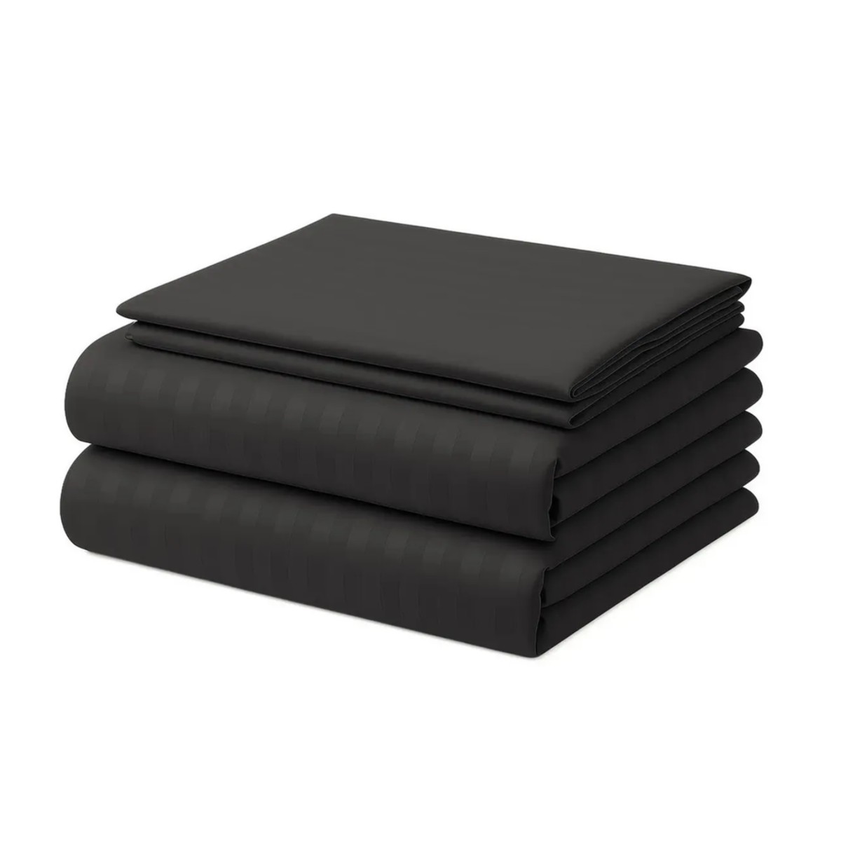 Juego de S&aacute;banas Matrimonial 3000 Hilos Suave Dise&ntilde;o Rayado 4 Piezas Negro image number null