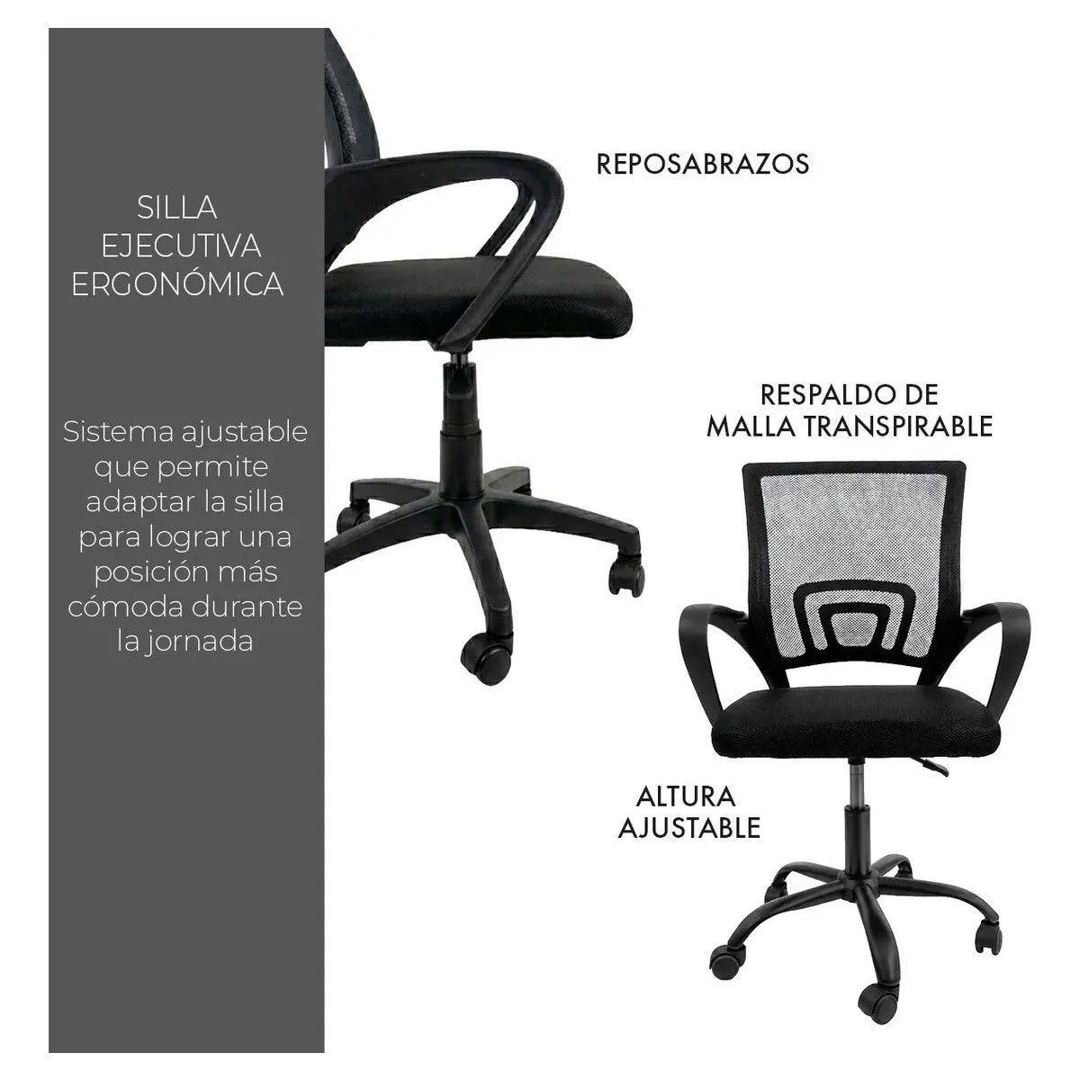 Silla De Escritorio Oficina Office Teche Ergonomica Soporte Tapizado image number null