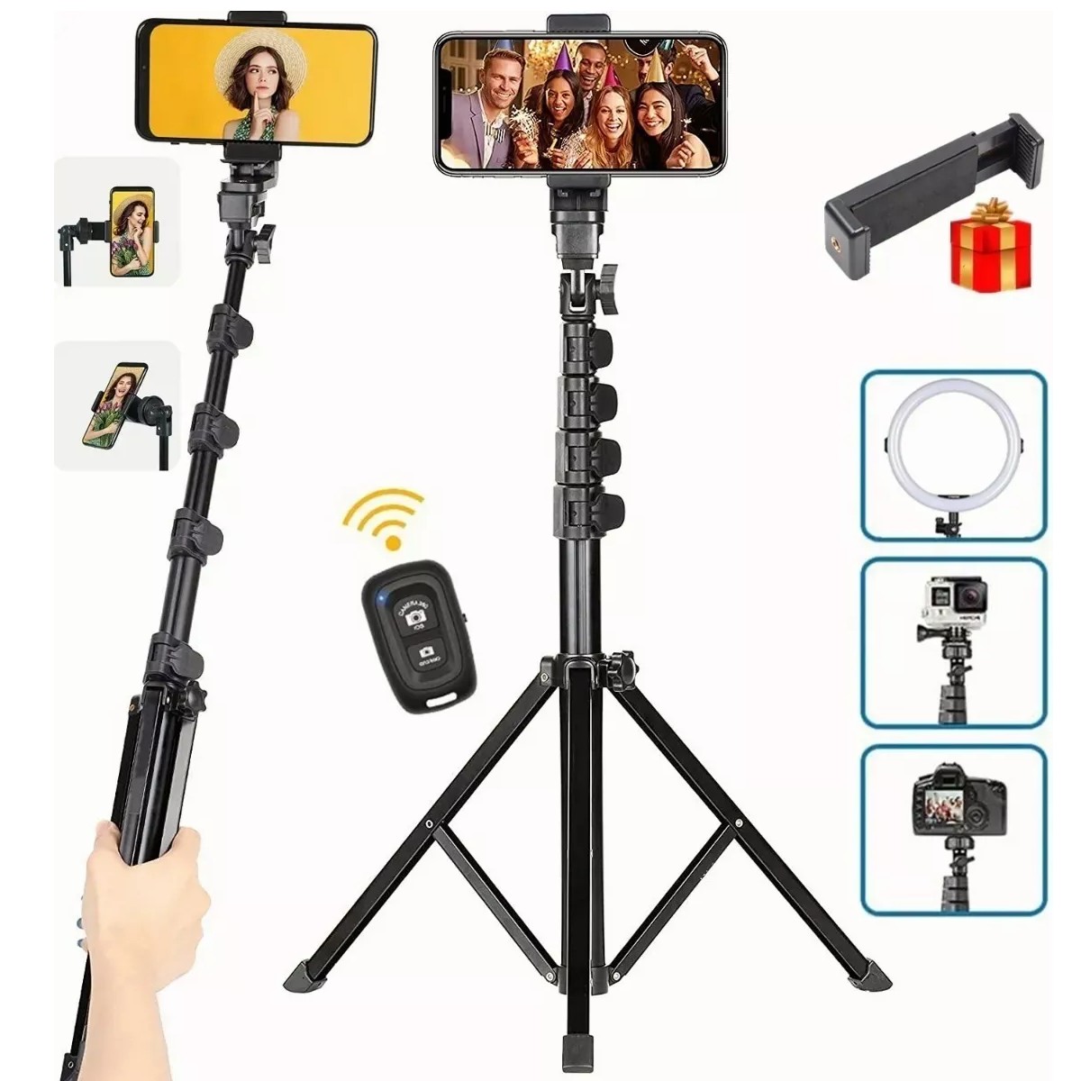 Tr&iacute;pode Selfie Stick 3en1 Bluetooth Control Remoto 170cm image number null