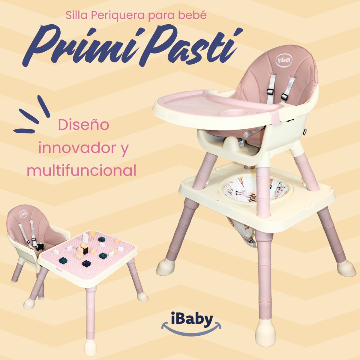 Silla alta periquera 7 en 1 con mesa y charola para bloques primi pasti ibaby image number null