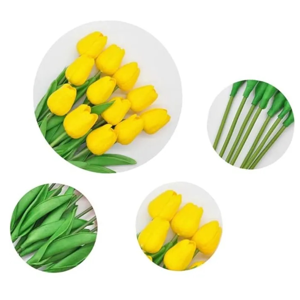 30pzs Flores Artificial Tulipanes Decoraci&oacute;n Amarillo image number null