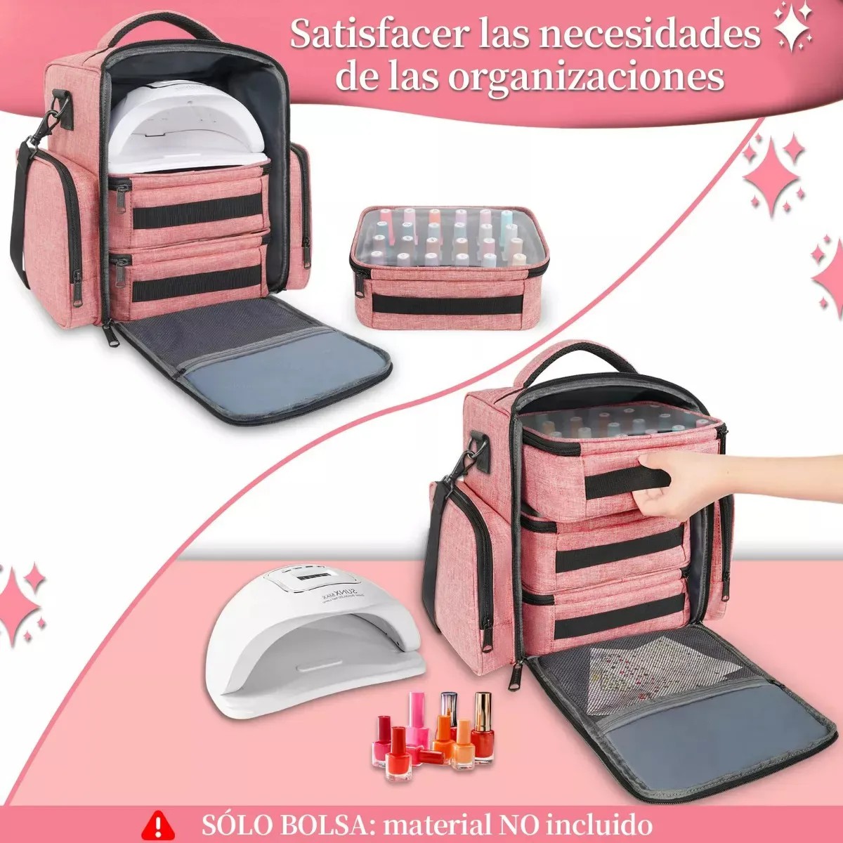 Maletin De Maquillaje Bolsa Organizadora Estuche Rosa image number null