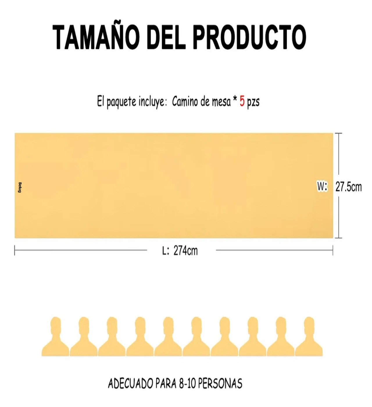 5 Pzs 27.5 x 274 cm Camino De Mesa Sat&eacute;n Seda Brillante Dorado image number null