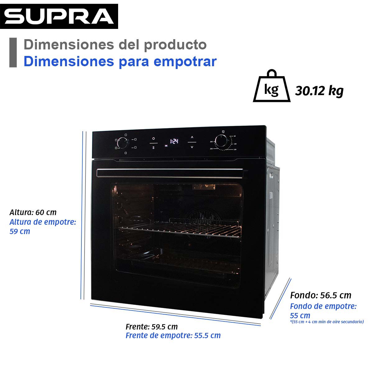 Tricombo Supra Parrilla de Gas, Campana Extractora y Horno El&eacute;ctrico GRAN PIACERE image number null