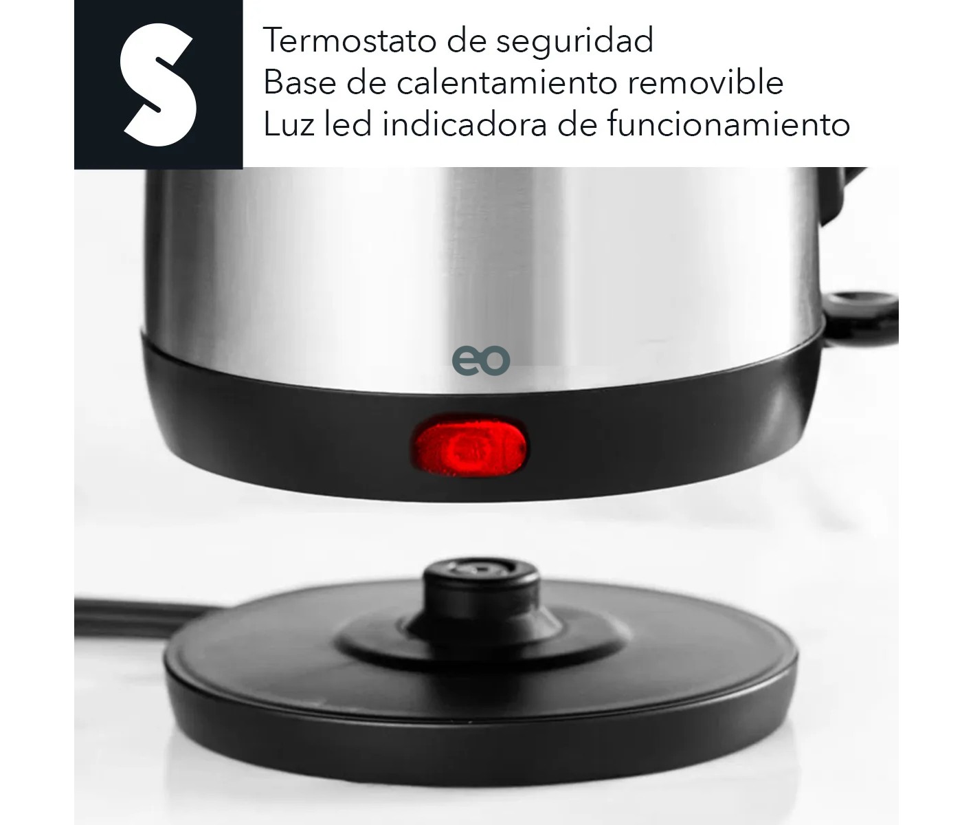 Cafetera Tetera El&eacute;ctrica Jarra Met&aacute;lica Hervido Agua 1.8l image number null