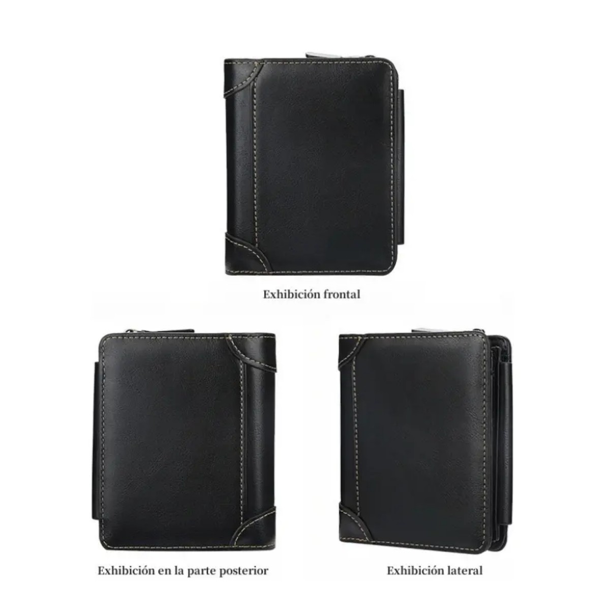Cartera De Lujo Para Hombre En Piel De Alta Calidad Negro image number null