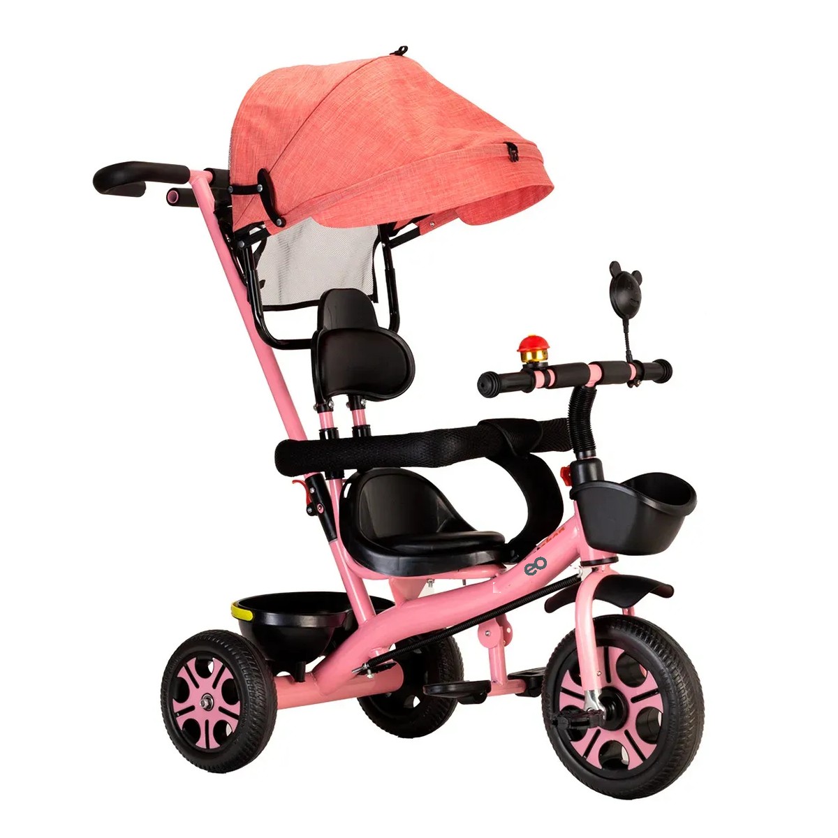 Triciclo Bicicleta Infantil Carriola Bebe Paseo Con Cajuela Color Rosa image number null