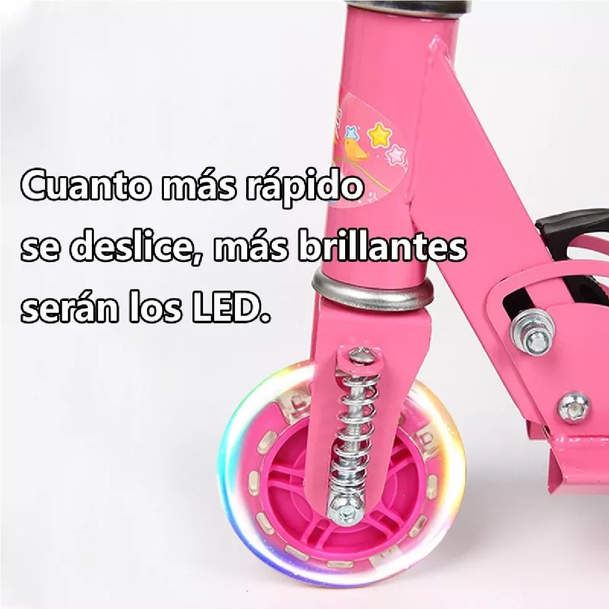 Patinete Infantil Plegable Ajustable De 3 Ruedas Con Luz Led Rosa. image number null