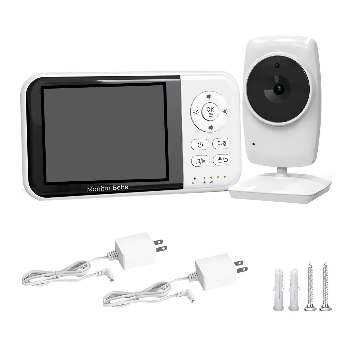 Monitor Para Beb&eacute; 3.2 Pulgadas Con C&aacute;mara Visi&oacute;n Audio Blanco image number null
