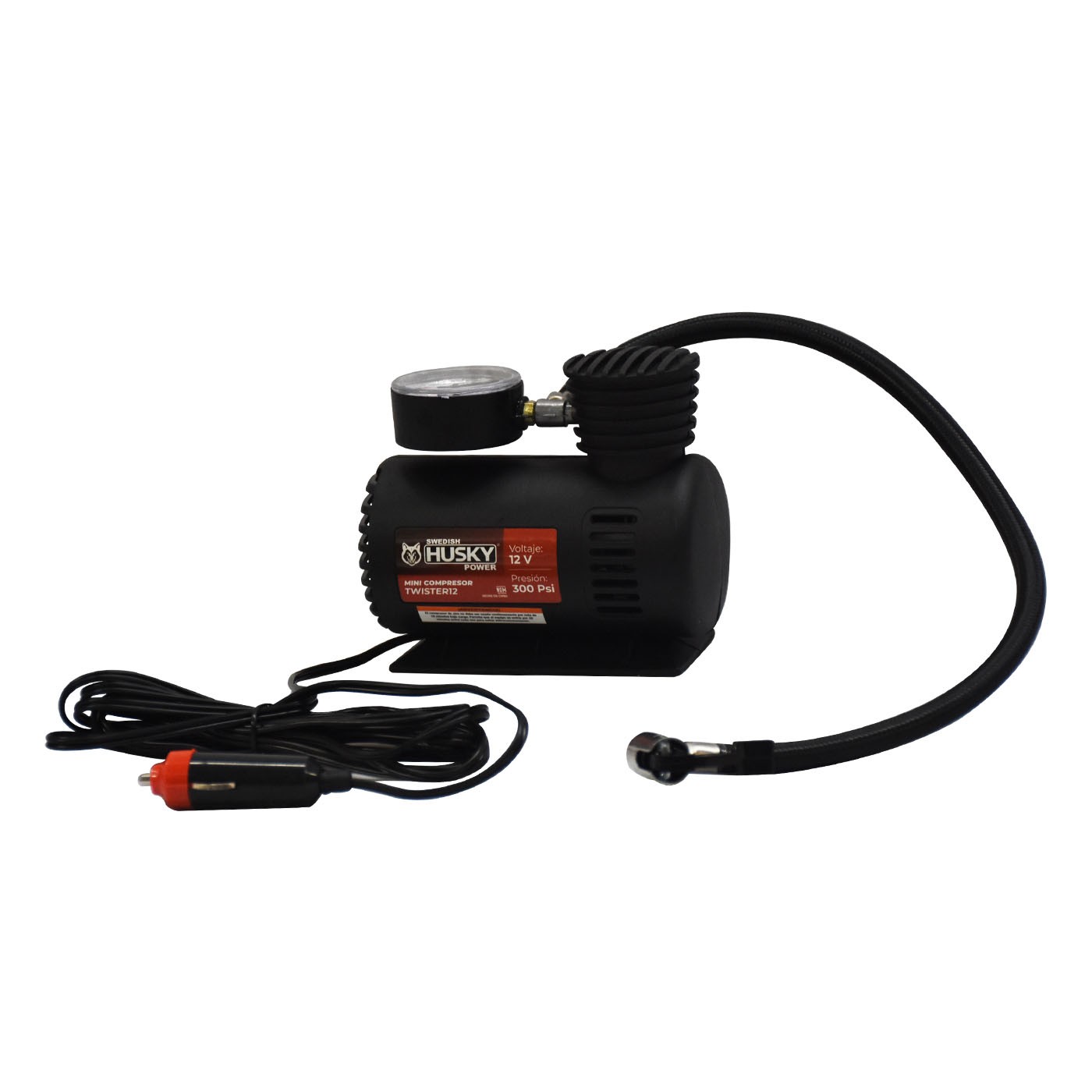 MINI COMPRESOR DE AIRE SWEDISH HUSKY POWER 12V 300 PSI MANGUERA 40 CM - TWISTER12 image number null