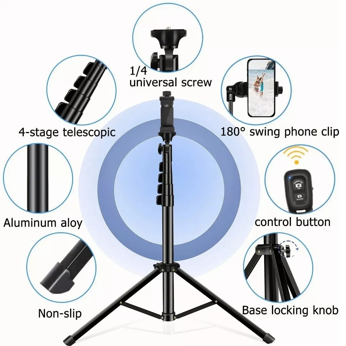 Tr&iacute;pode Selfie Stick 3en1 Bluetooth Control Remoto 170cm image number null