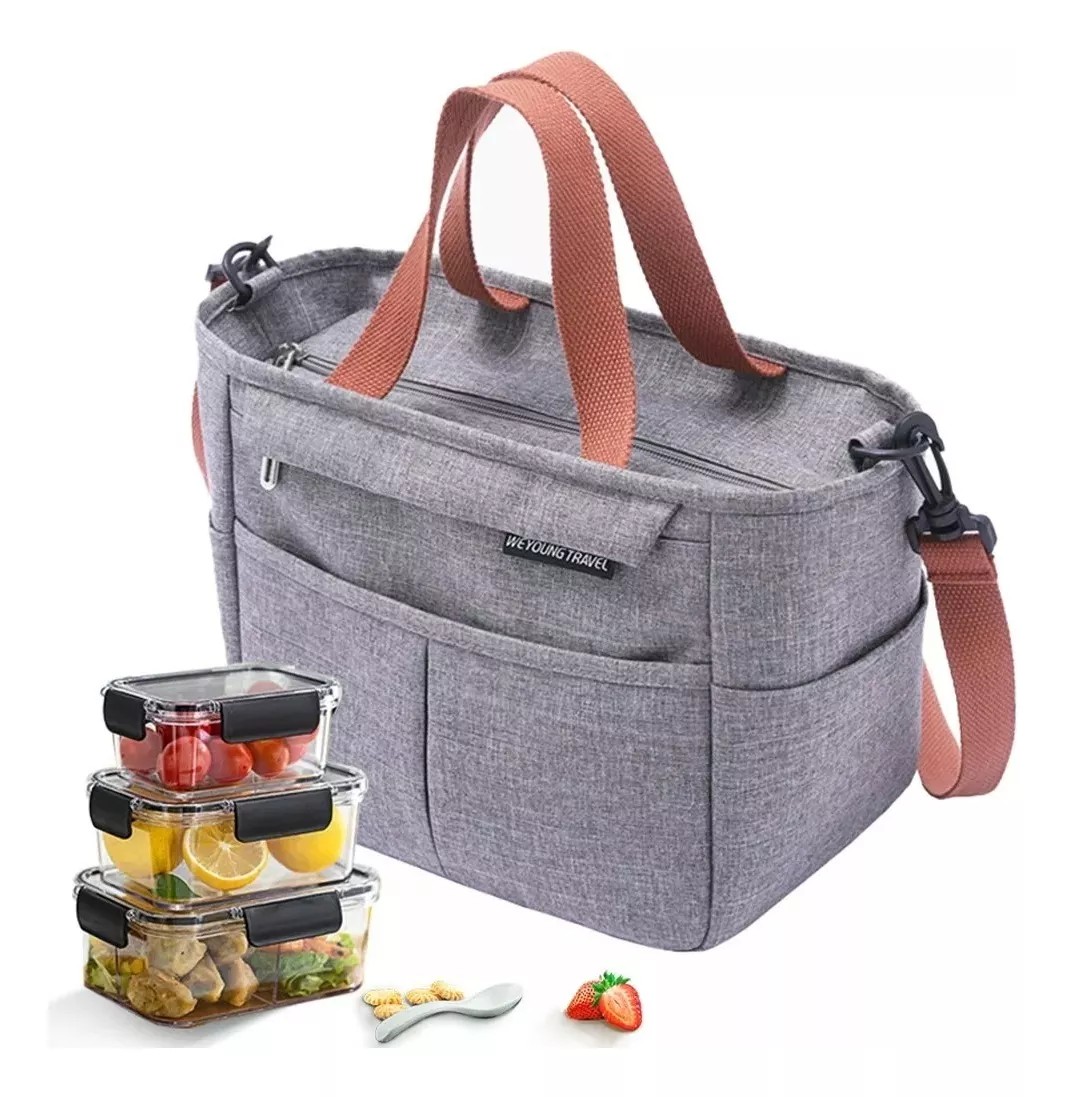Bolsa Lonchera Termica Moderna Gran Capacidad, Fr&iacute;o Y Calor Gris image number null