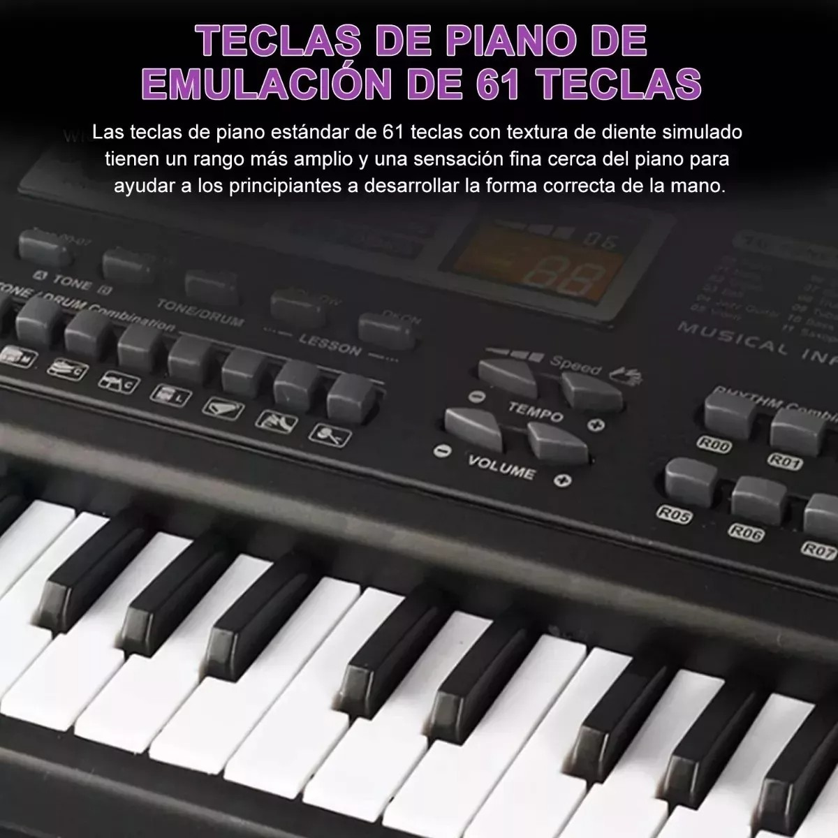 61 Teclado Piano Digital 61 Teclados Piano Para Ni&ntilde;os Con Micr&oacute;fono,teclados Musicales Para Ni&ntilde;as Ni&ntilde;os,color negro image number null