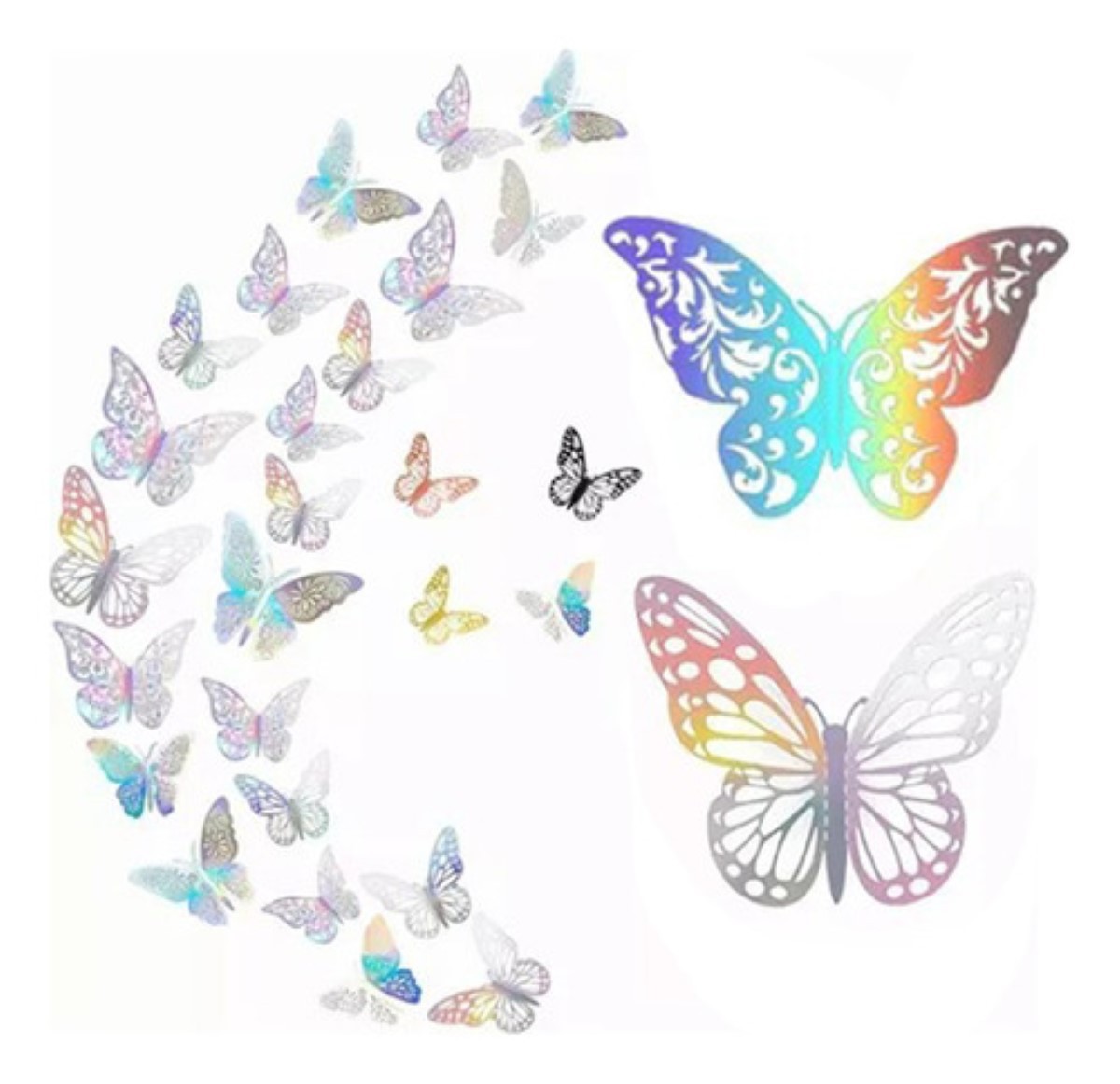 "72pcs Mariposas Decorativas, 3d Pared Laser De Color BLANCO ". image number null