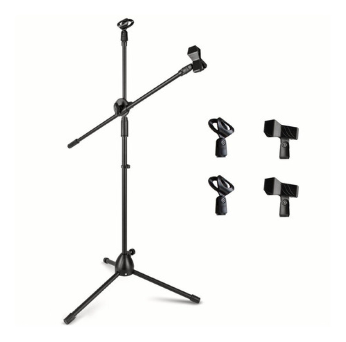 Soporte De Micr&oacute;fono Tr&iacute;pode Boom Con 4 Clips De Micr&oacute;fono Negro image number null