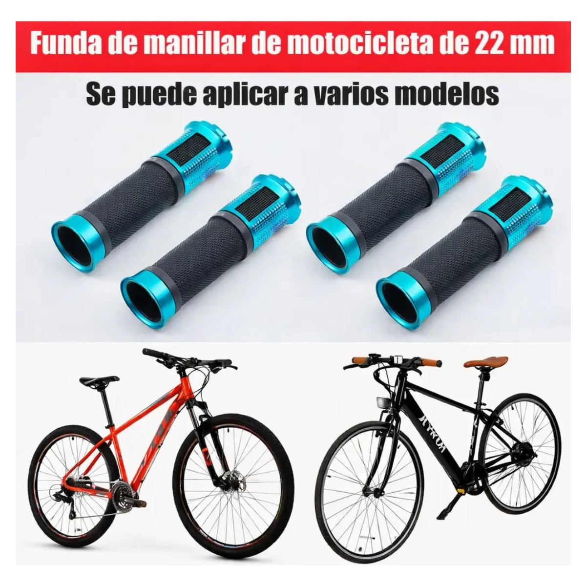 Pu&ntilde;os Universales Aluminio Antiderrape Bicicleta Mtb Color:Azul 2 Piezas image number null