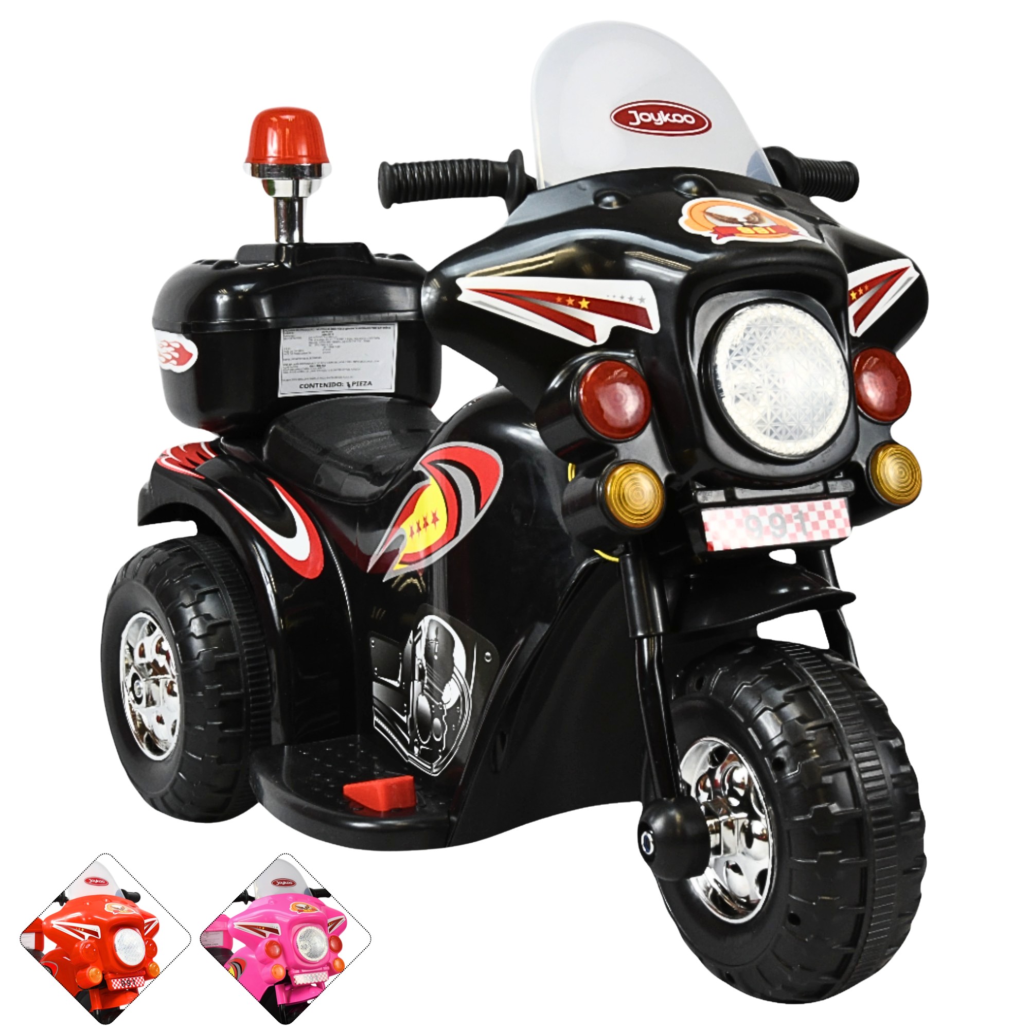 Moto Montable El&eacute;ctrica para Ni&ntilde;os Luces y Sonido Bateria 6v - Negro image number null