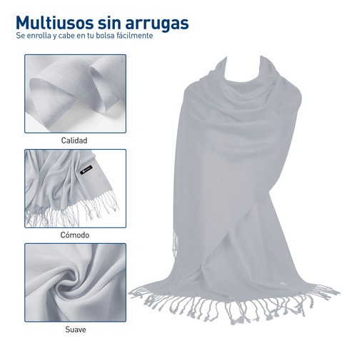 Bufanda Cuellera Pashmina Palestina De Invierno Para Mujer Color Gris. image number null