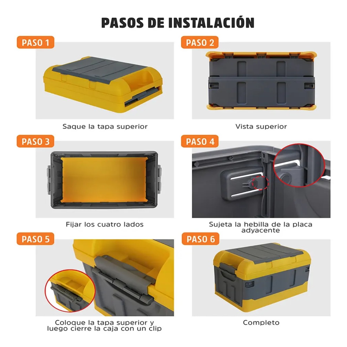 Caja Almacenamiento Plegable Organizador Con Tapa 41 Litros Amarillo/Gris image number null
