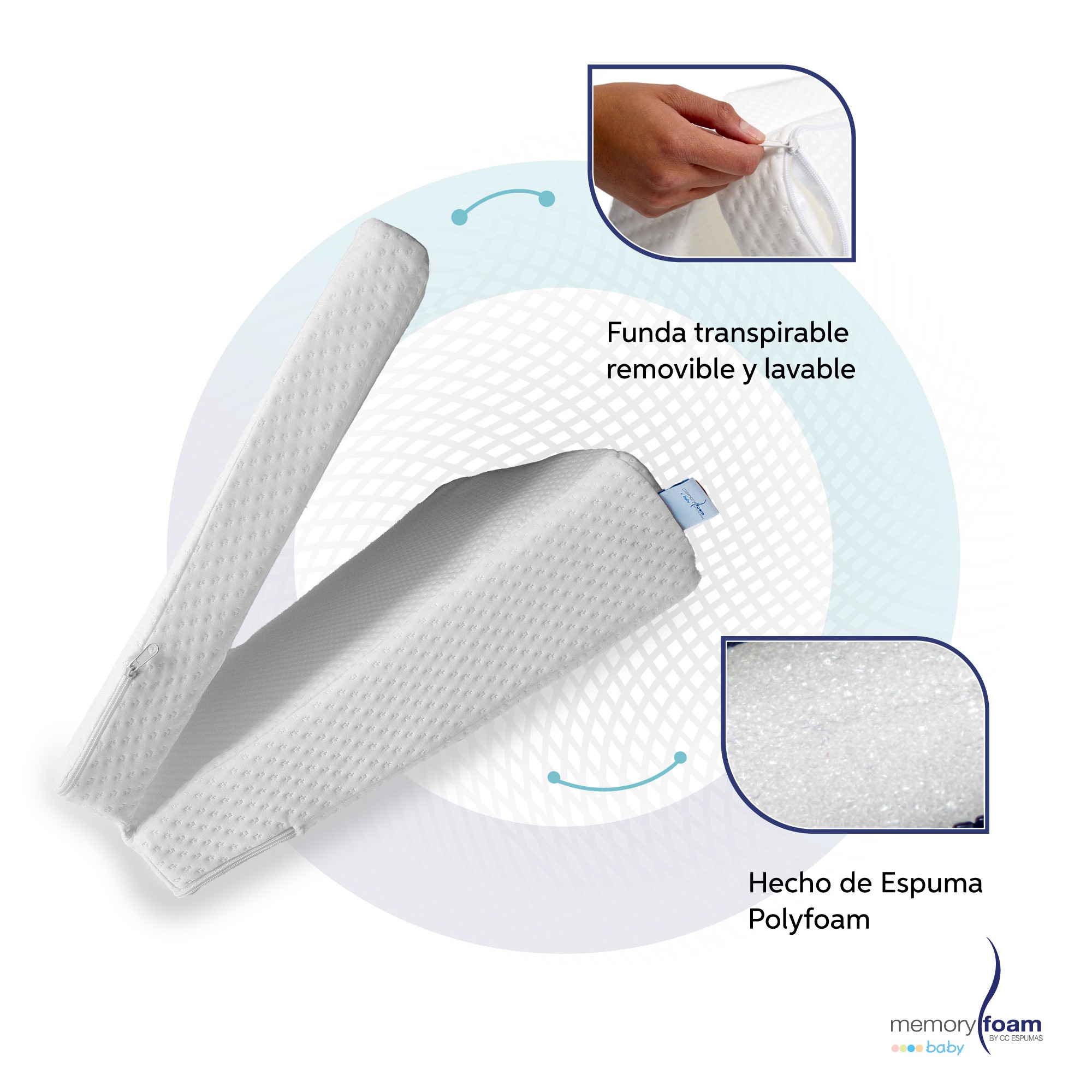 Memory Foam Colch&oacute;n Antirreflujo Plegable para Cuna de Viaje, 102 x 71 x12 cm. image number null