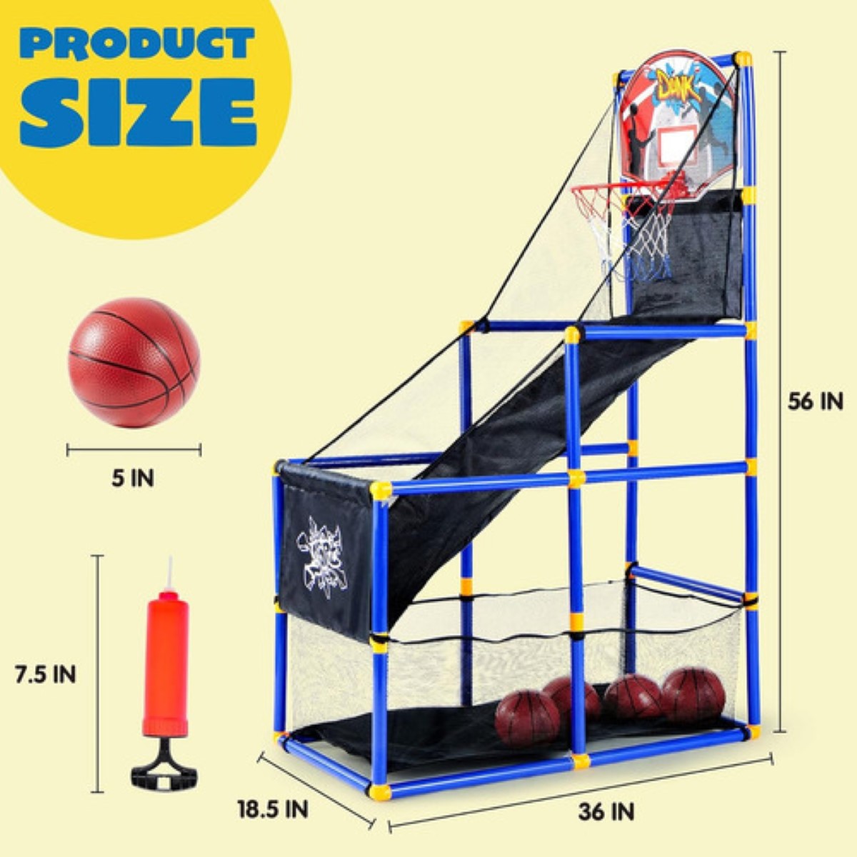 "Juego De Aro De Baloncesto Para Ni&ntilde;os Inflador 4 Baloncesto azul ". image number null