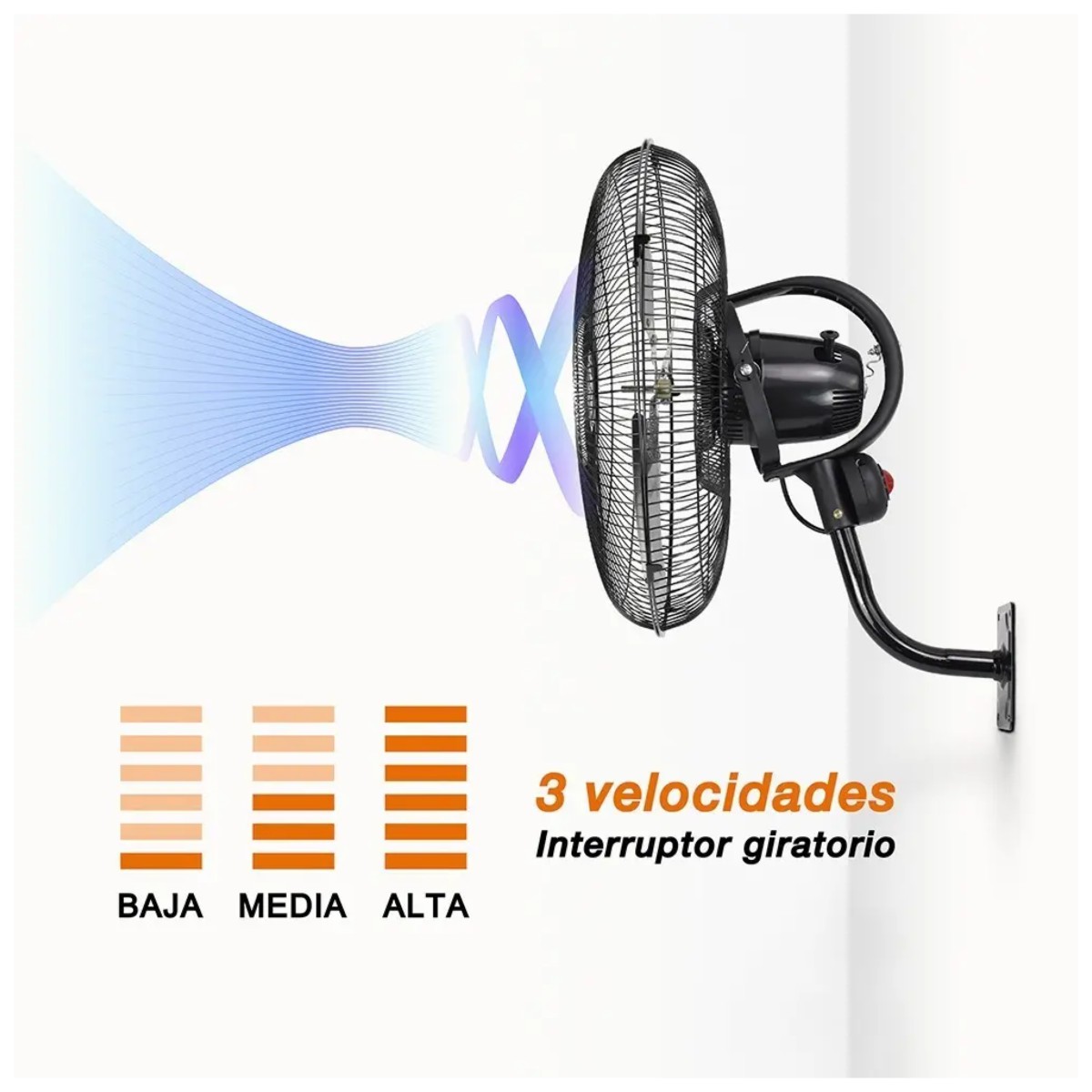 Ventilador Pared 18 Pulgadas Met&aacute;lico/360&deg; Estructura Negro image number null