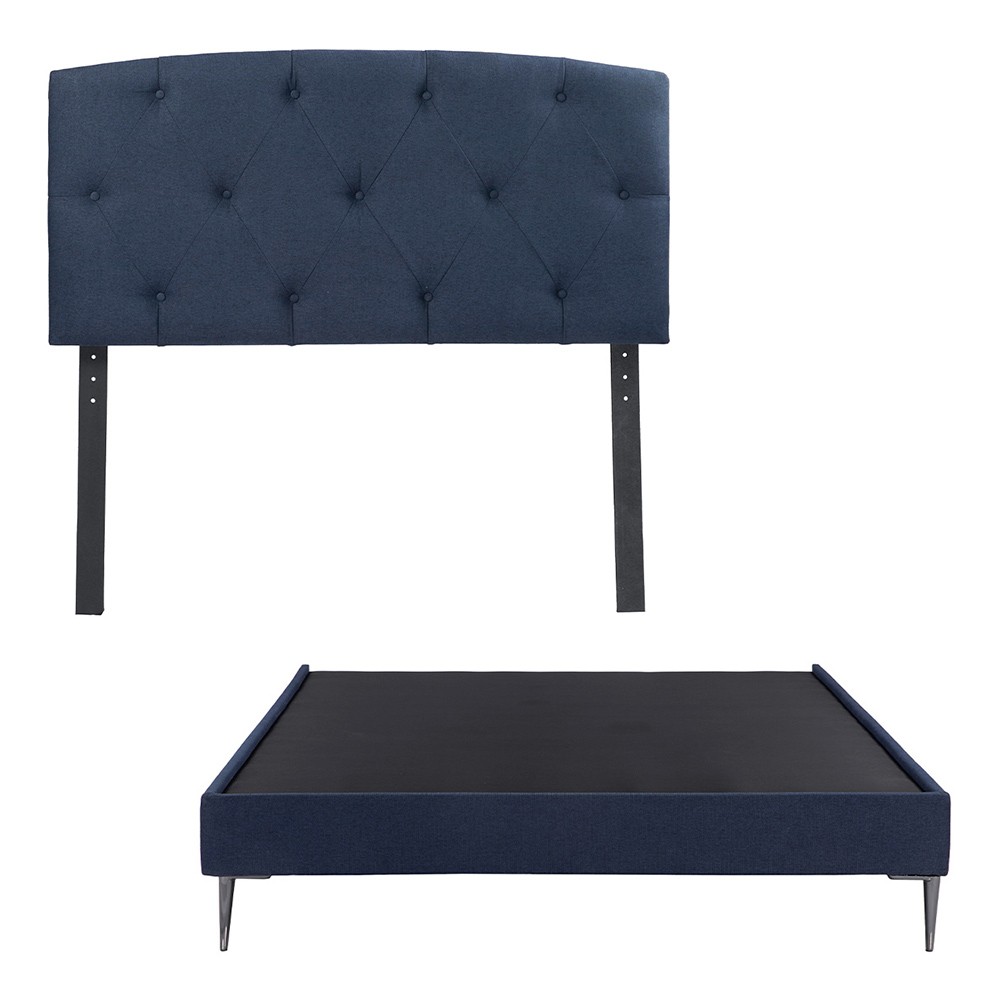 Cabecera Queen Size Dicasa Sigma Azul+Base Cama Slim image number null