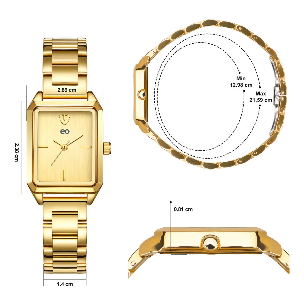 Reloj Mujer Elegante Dorado Cuarzo De Acero Inoxidable Resistente Al Agua image number null