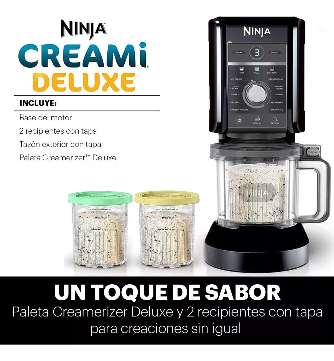 M&aacute;quina de helados Ninja CN501CO M&aacute;quina De Helados capacidad de 709mL negra 127V image number null