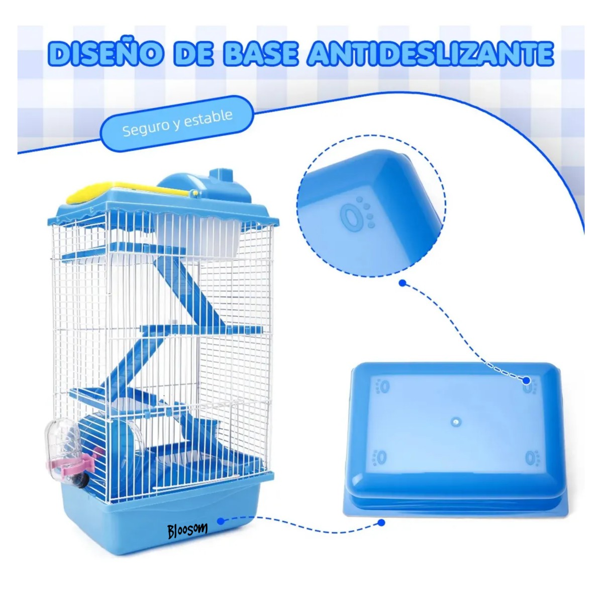 Jaula De H&aacute;mster De 4 Pisos Con Tobog&aacute;n Y Servidor De Agua Celeste image number null