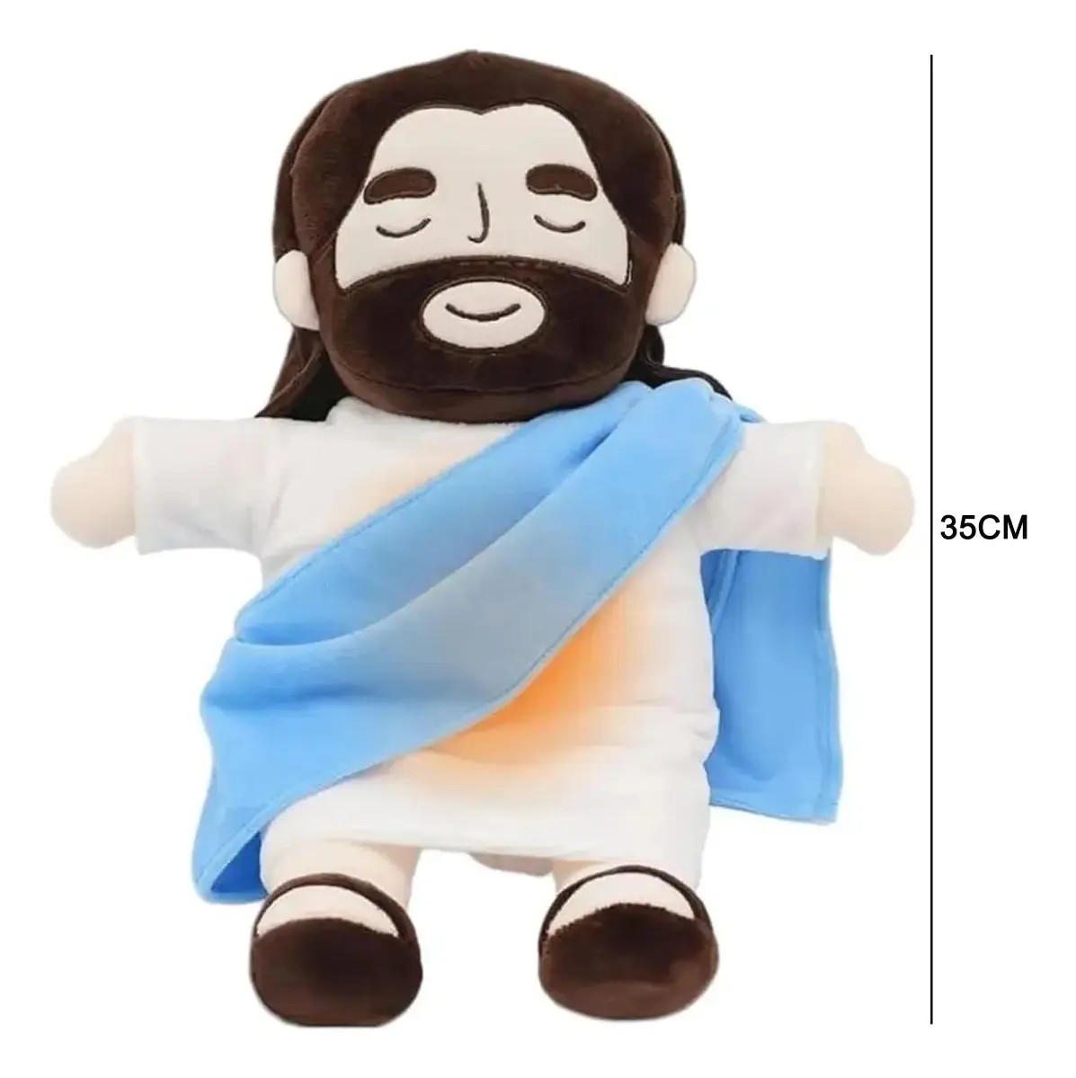 Peluche Jesus Jesucristo Animado Que Respira Luz Y Sonido Azul image number null
