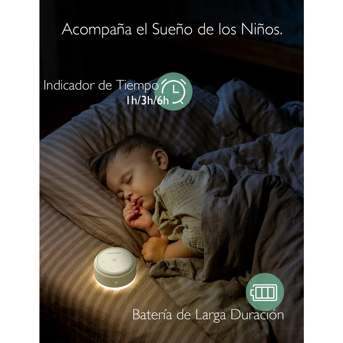 M&aacute;quina de Ruidos Blancos Port&aacute;til con 20 Sonidos y Luz Nocturna image number null