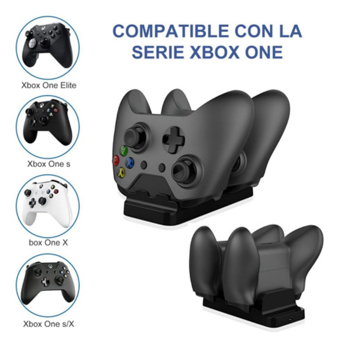 Carga Y Juega Base Cargadora Doble Para Controles Xbox Negro image number null