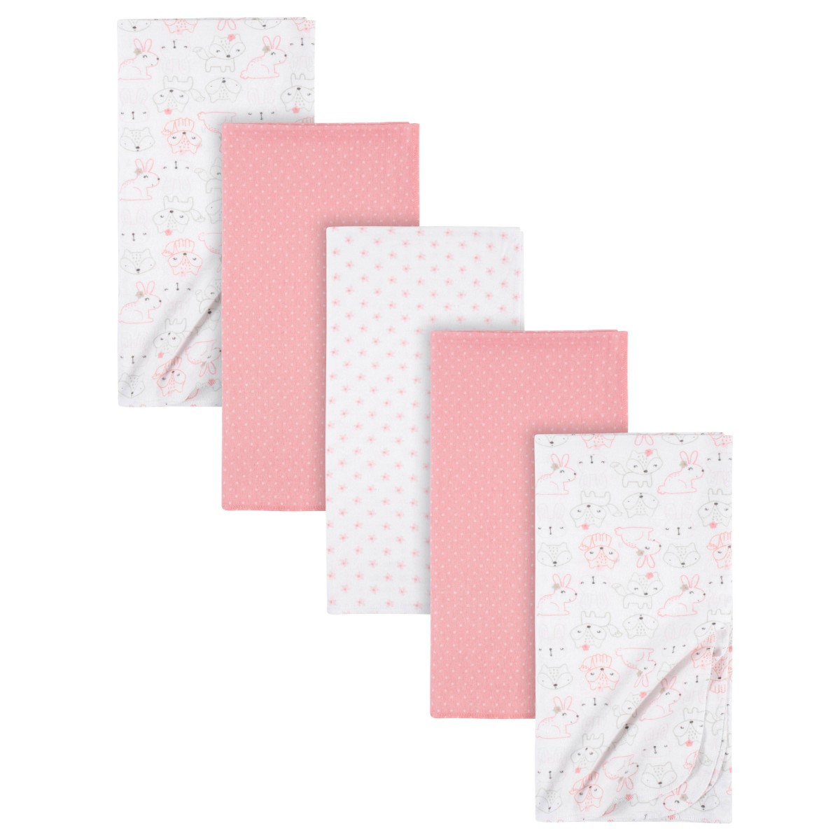 Mantas Gerber algod&oacute;n blanco rosa set 5 piezas suaves beb&eacute; image number null