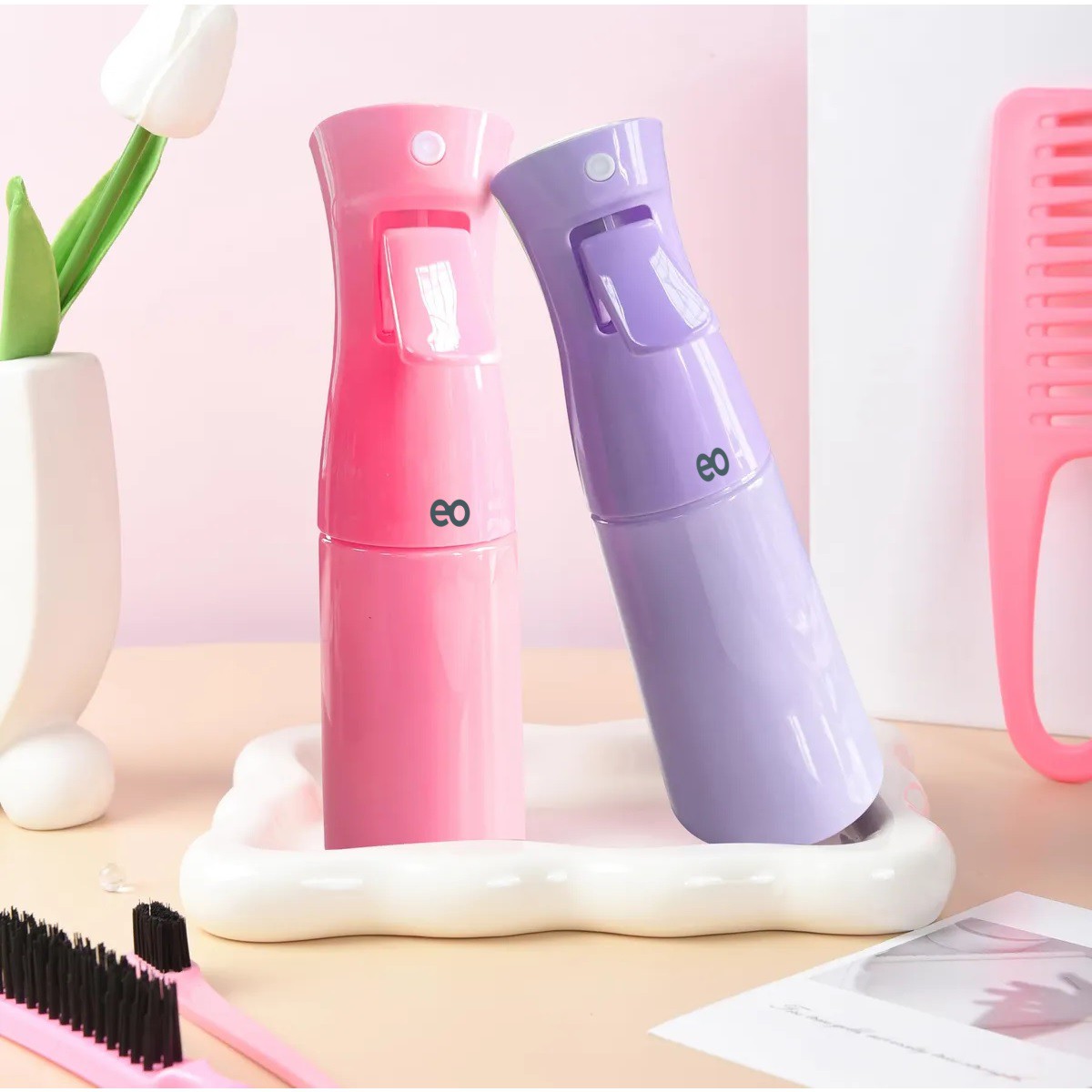 Kit 12pz Peine De Masaje De Cepillo Adecuado Cabello Rizado Violeta image number null
