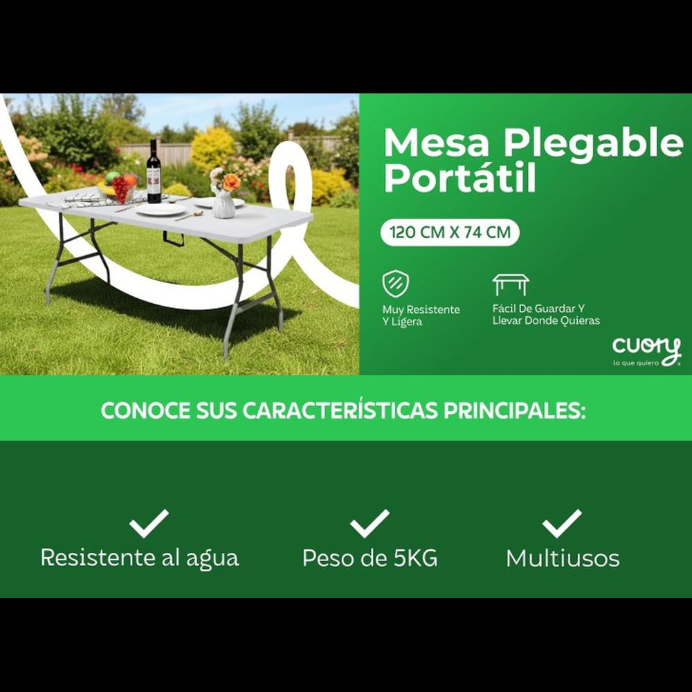 MESA PLEGABLE CUORY CUOMP120 RECTANGULAR 1.20 X 61 X 74 CM image number null