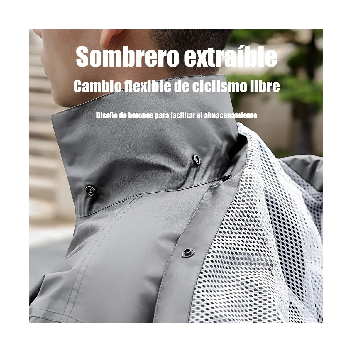 Impermeable De Seguridad Reflectante Con Capucha Para Moto Gris Talla XL image number null