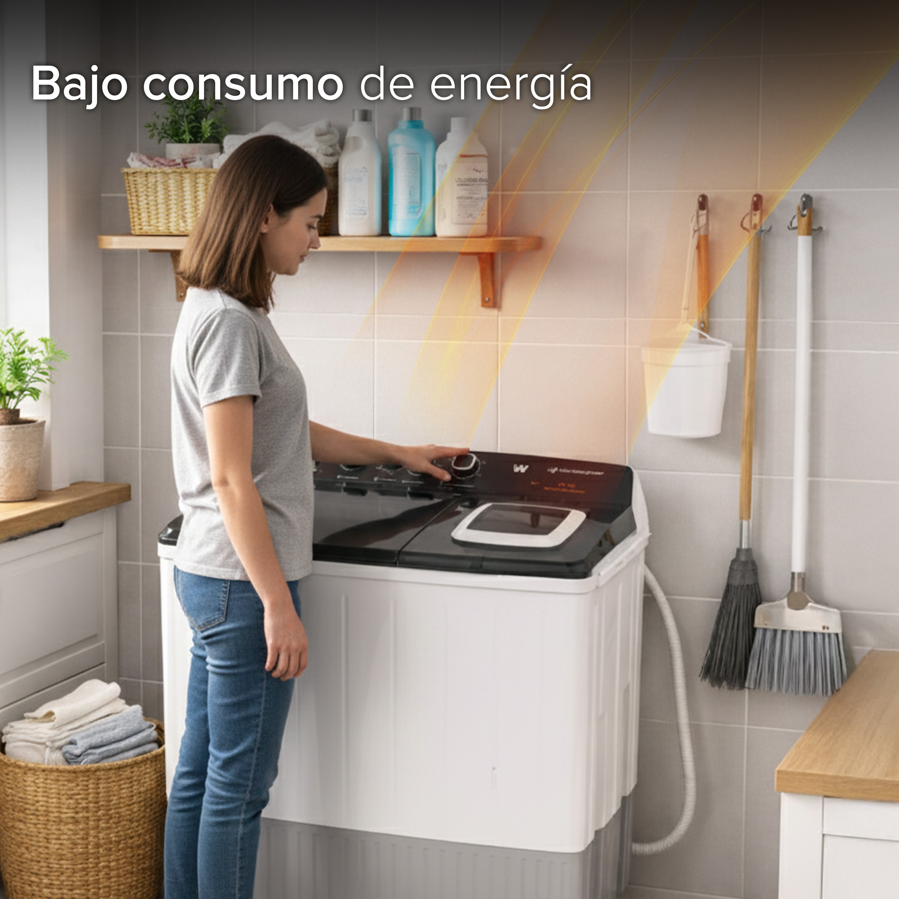 Lavadora doble tina | 19 kg White Westinghouse 4 niveles de agua 4 perillas de control Bajo consumo de energ&iacute;a image number null