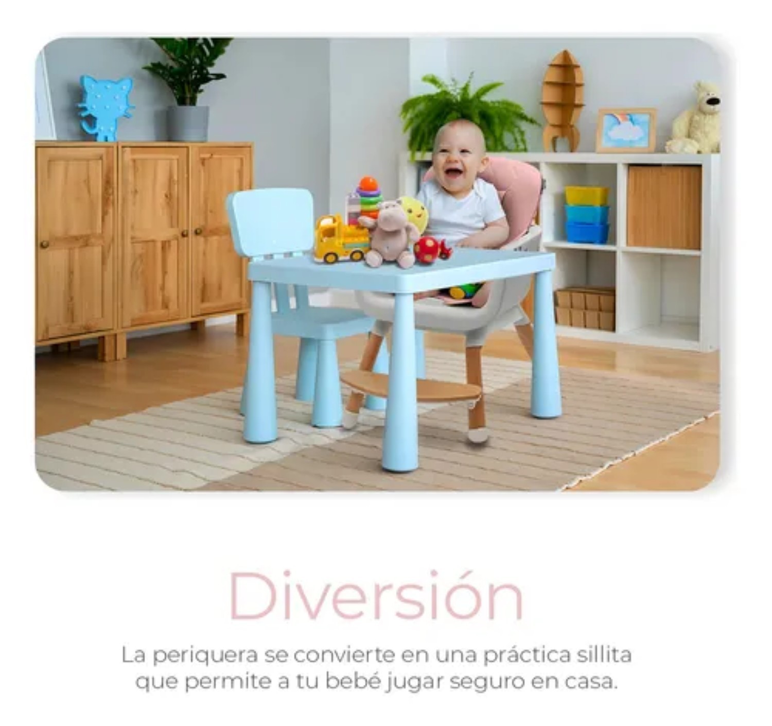 Silla alta para beb&eacute; periquera 4 en 1 Rosa image number null