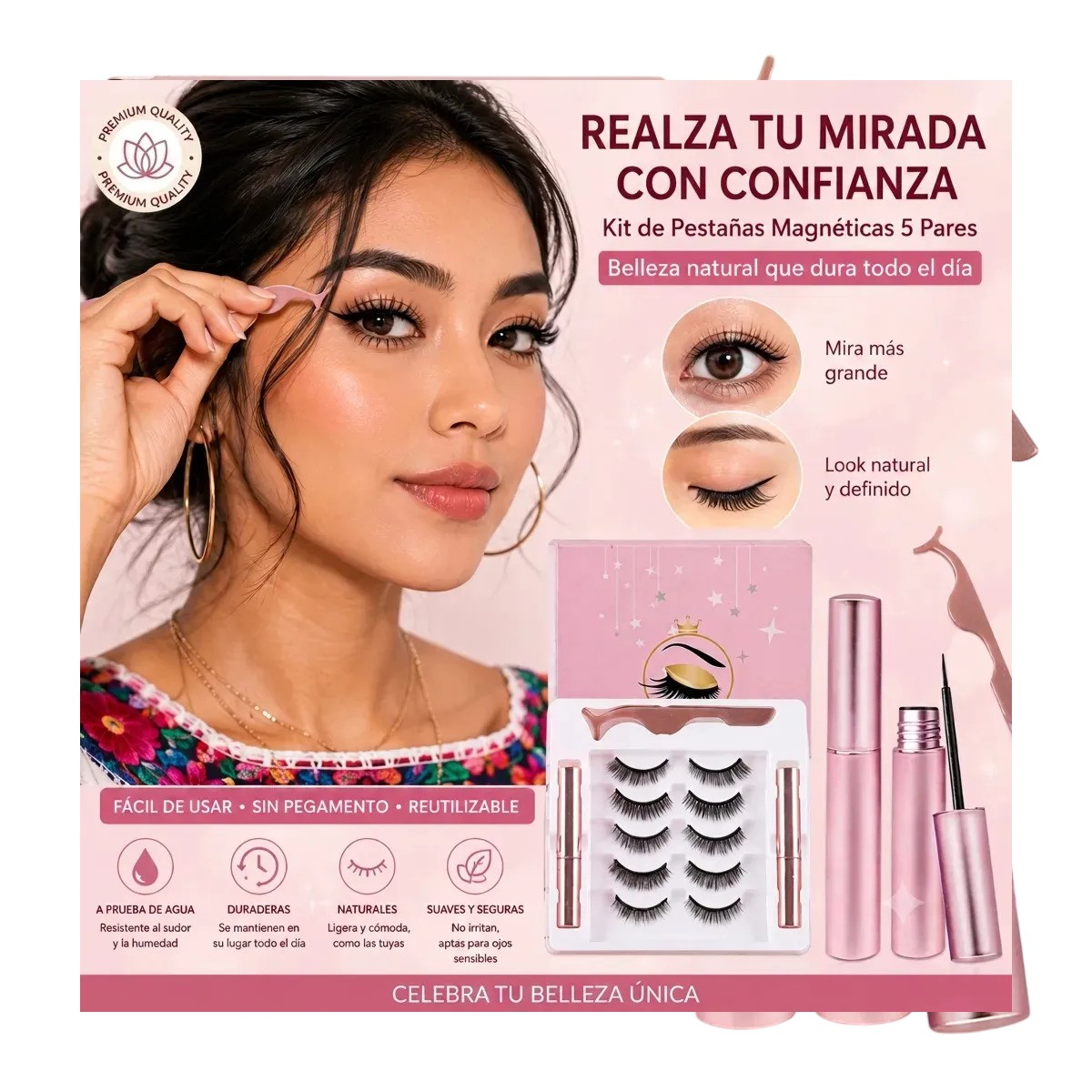 5 Kit De Pesta&ntilde;as Postizas Magn&eacute;ticas & Delineador De image number null