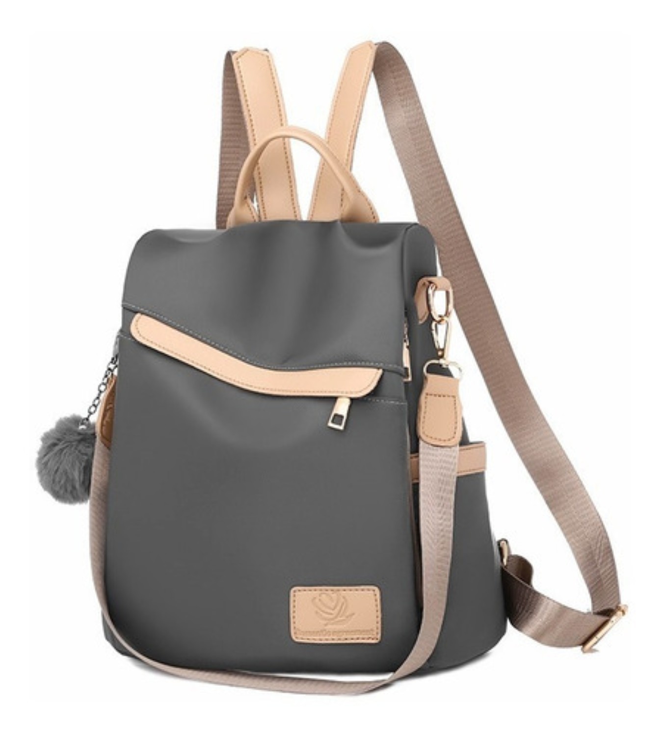 Mochila Mujer Pa&ntilde;o De Oxford Impermeable Anti-robo Monedero Gris image number null