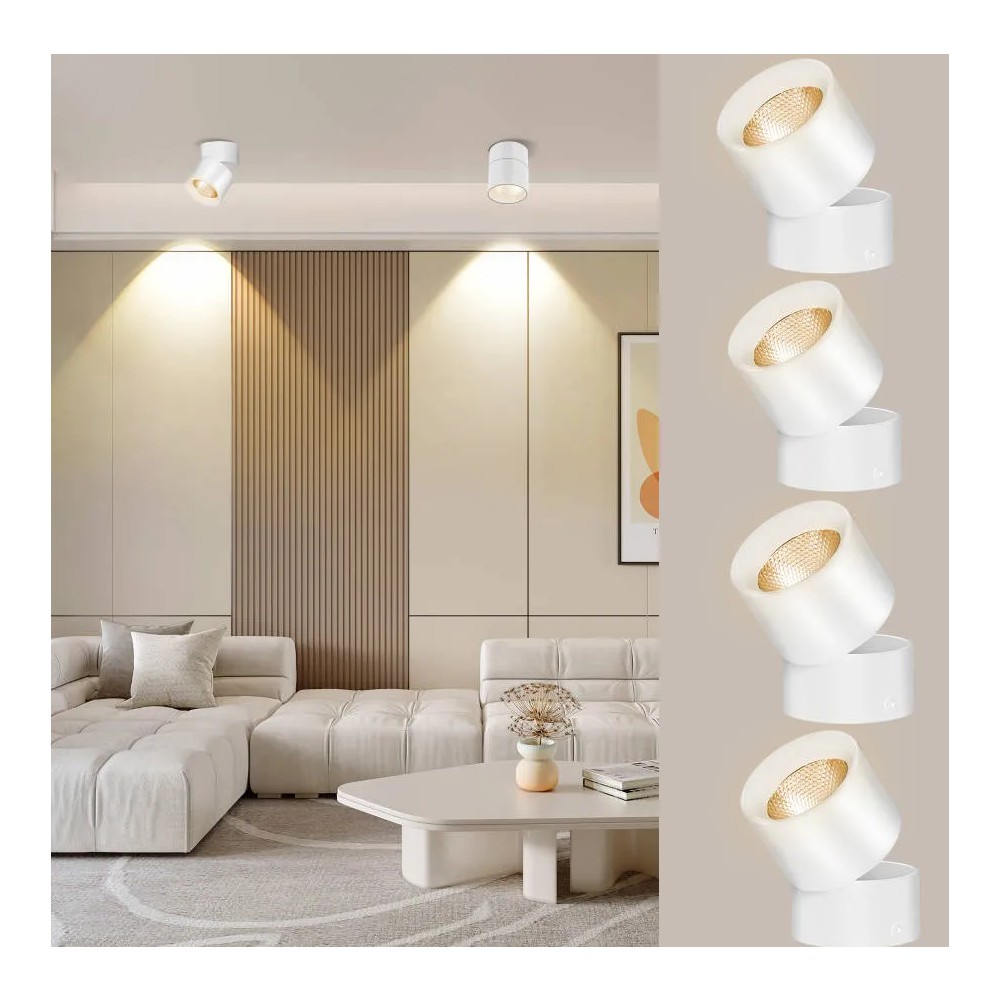 L&aacute;mparas De Techo Foco Led Luz Sobreponer Blanca 15w 4pcs blancas luz calida image number null