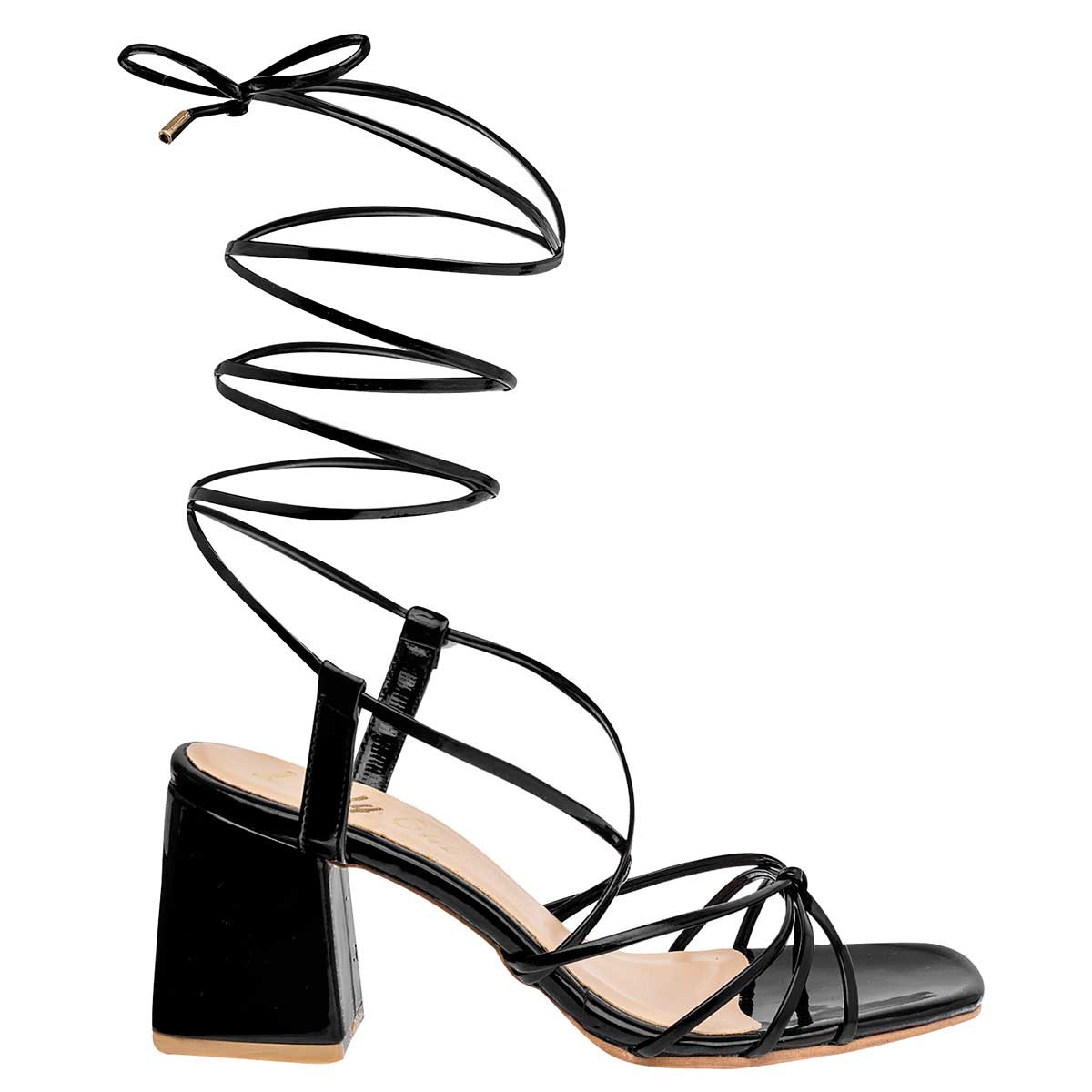 ZAPATILLA TACON 7 CM MUJER LADY ONE LI0131 NEGRO CHAROL CABRA image number null