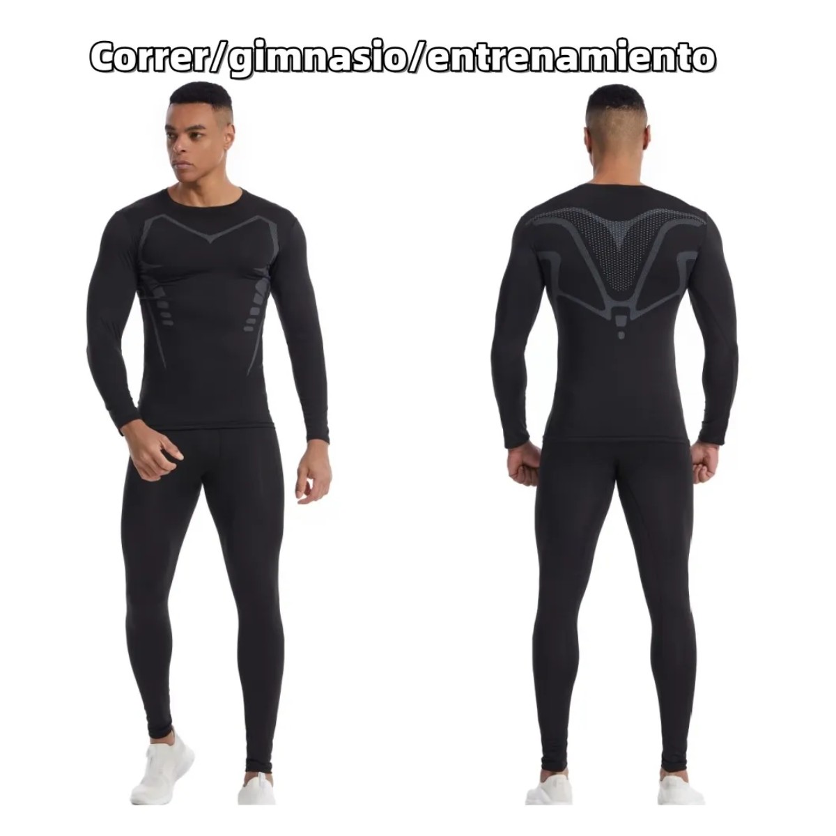 Playera Licra Deportiva Correr Compresi&oacute;n Manga Larga Negro Talla: XXL image number null