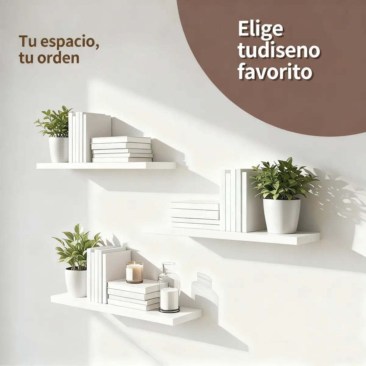 Set 3 Repisas Flotantes Minimalistas Madera Melamina 50x15cm Blanco image number null