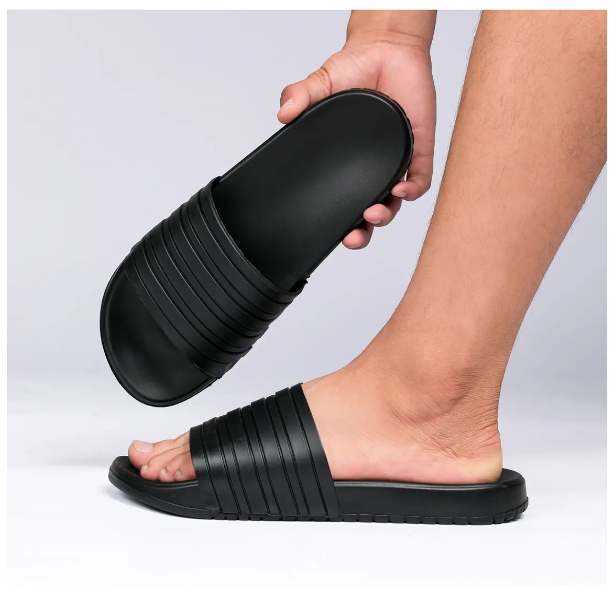 Sandalias Chanclas Suela Gruesa C&oacute;modas Color Negro Profundo Talla 23 image number null