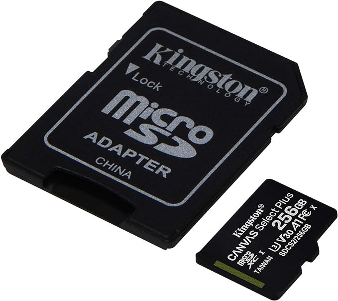 Kingston MicroSDXC Select Plus 256GB (Con Adaptador a SD) Clase 10, UHS-I, U3, V30 Lectura: 100MB/s y Escritura: 85MB/s (SDCS2/256GB). image number null