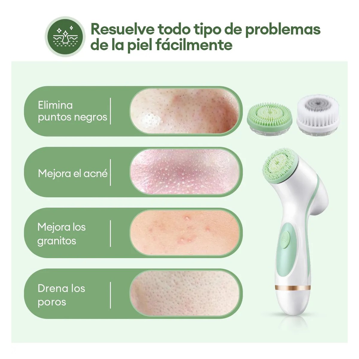 Cepillo facial el&eacute;ctrico Exfoliante de Silicona color blanco image number null