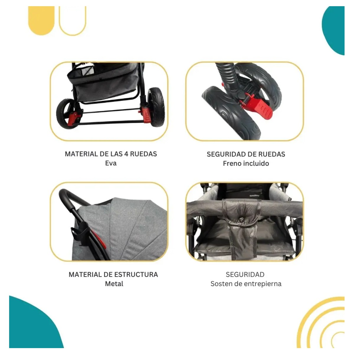 Carriola Reversible Plegable Con Sombrilla Ajustable Color Gris image number null