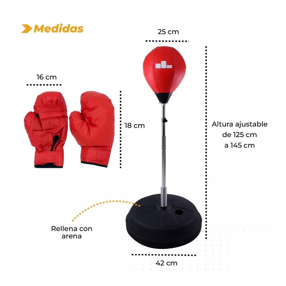 Pera Saco Boxeo Con Base + Guantes De Box + Bomba Box Pro image number null